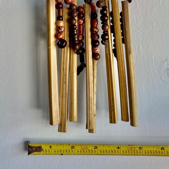 12” x 5” Rear View Mirror Wind-chime Made of Bamboo and Beads - Picture 4 of 4
